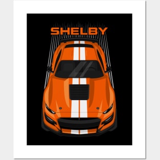 Ford Mustang Shelby GT500 2020-2021 - Twister Orange - White Stripes Posters and Art